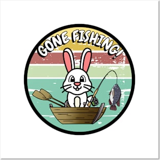 Cute bunny has gone fishing Posters and Art